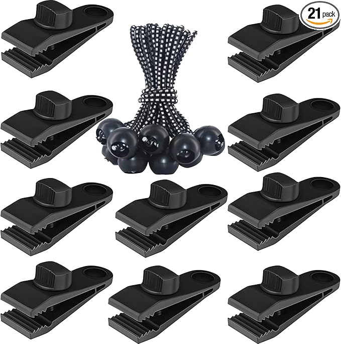 Tarp Clips Heavy Duty Lock Grip, 20 Pack Tarp Clamps Heavy Duty, Shark Tent Fastener Clips Holder, Pool Awning Cover Bungee Cord Clip, Car Cover Clamp