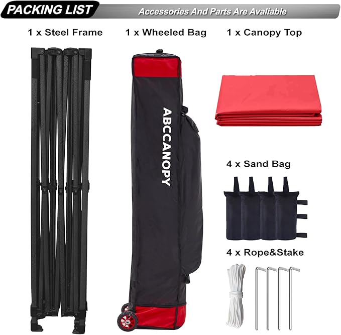 ABCCANOPY Patio Pop Up Canopy Tent 10x15 Commercial-Series (Red)