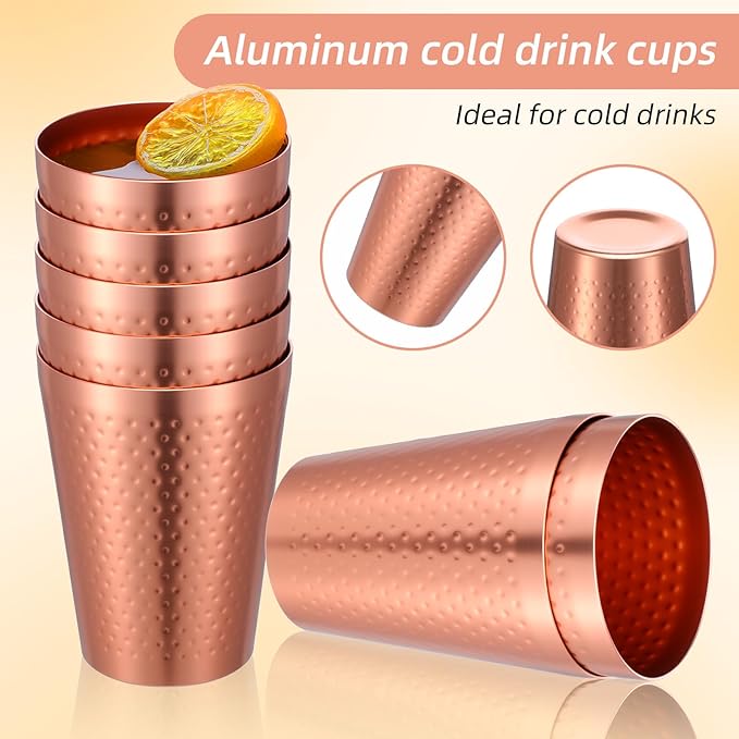 Molain 12 Pcs Aluminum Drink Cups, 14 oz Copper Water Tumblers Glasses Stachable Metal Drinking Cup Resuable Camping Mugs for Hot and Cold Beverages Wine Coffee Party Wedding Birthday