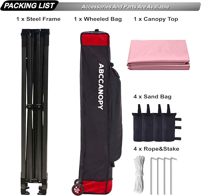 ABCCANOPY Patio Pop Up Canopy Tent 10x10 Commercial-Series (Pink)