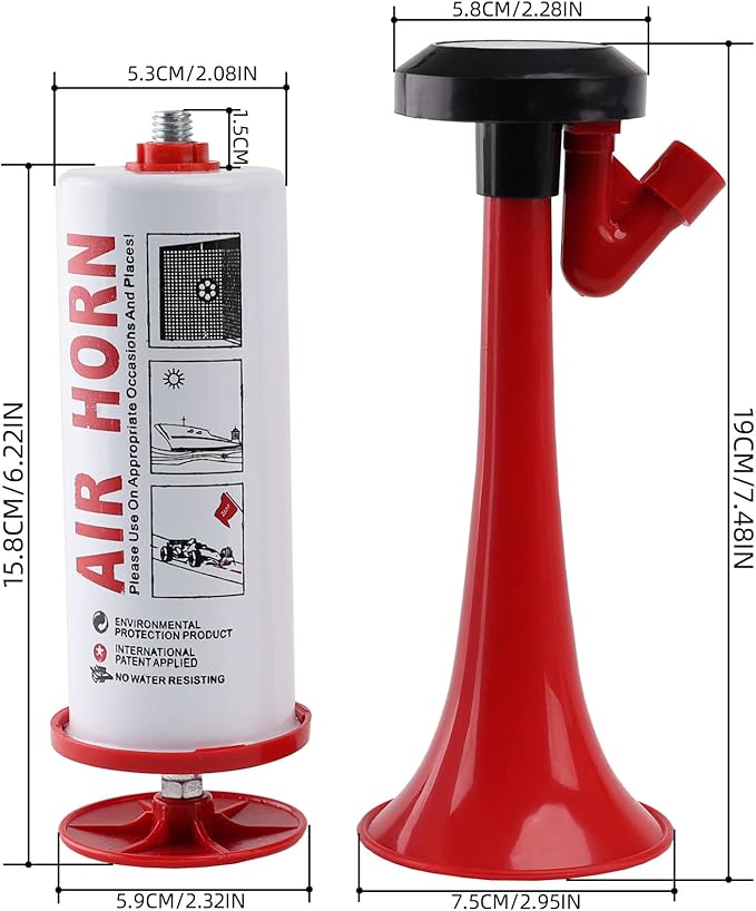 FARBIN Portable Air Horn pump Air Horn for Bear Dog Aluminum+ABS Loud Sound Hand Held Signal Horn Reusable Air Horns Safety Horn for Boating, Sports Events, Camping, Graduation
