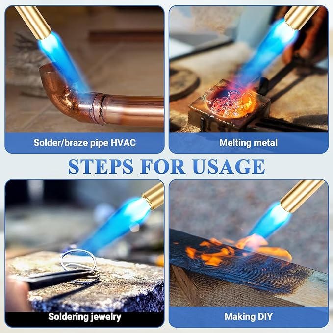 Mapp Gas Torch, Propane Torch Kit with Included Holster and 5ft Hose, Trigger Start propane torch for Brazing, Soldering, DIY