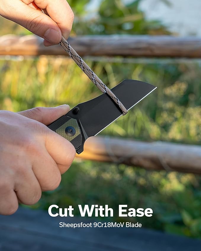 SENCUT Draxor Folding Pocket Knife for EDC, Camping Knife with 3.7'' 9Cr18MoV Blade & G10 Handle, Gift for Men Women (Green)