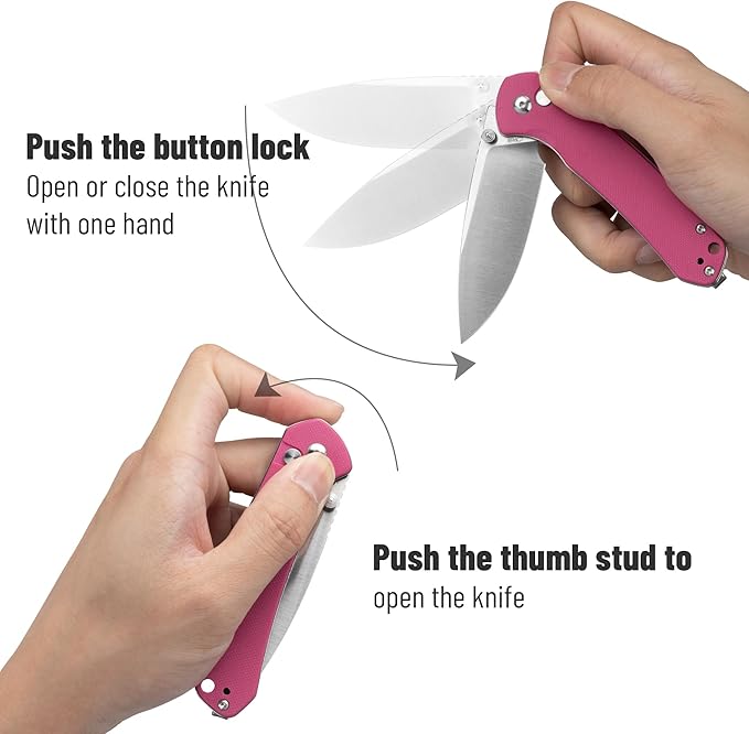 CJRB CUTLERY Pocket Knife Pyrite (J1925) EDC Small Folding Knife AR-RPM9 Steel Blade and G10 Handle Pink Outdoor for Women Men for Gifts