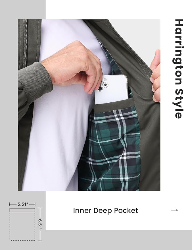 TBMPOY Men's Bomber Jackets Lightweight Light Windbreaker Casual Business Dress Stylish Fall Spring Golf Work