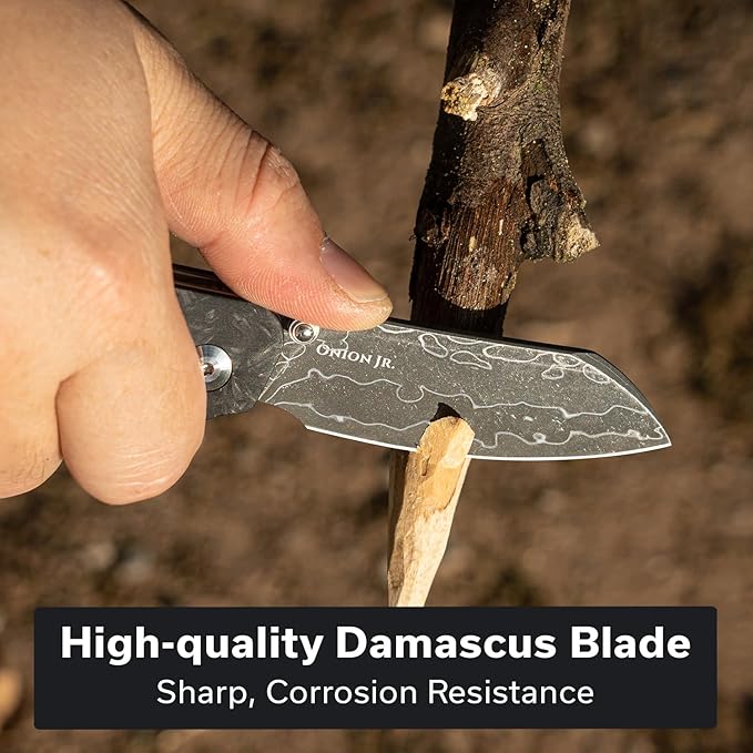 CIVIVI Crabby Pocket Knife, EDC Folding Knife for Men Women with Damascus Blade Contoured Shredded Carbon Fiber Handle, Designed by Ken Onion Jr. C24055-DS1