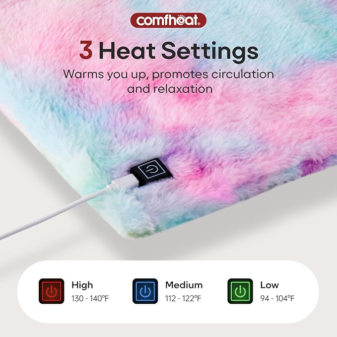 USB Heating Pad, 5V Heated Travel Pads, 3 Heat Settings & Auto Shut Off, Hot Therapy for Pain Relief Abdomen Cramps (16"x 12") (Non-Chargeable) Colorful