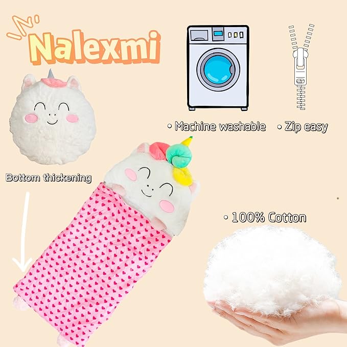 Sleeping Bag for Kids, Preschool Nap Mat, Toddler Sleeping Bag with Pillow for Daycare, Ages 3+, Large Size
