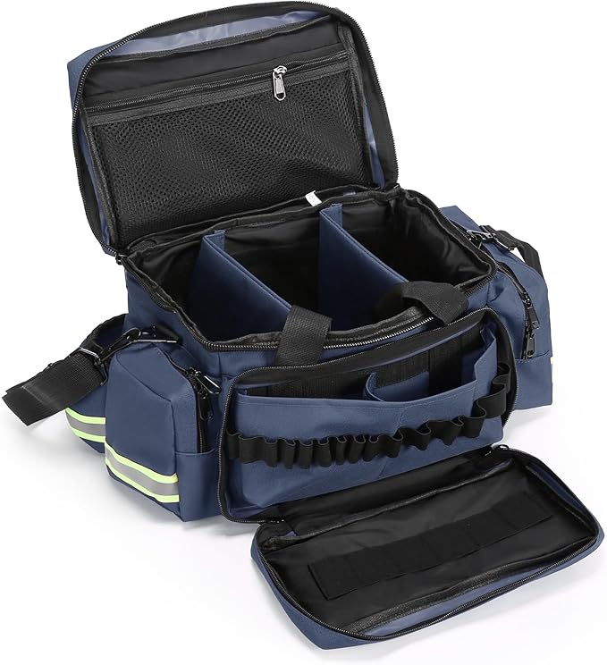 Medical Bag Empty Emergency Bag Medical Bag Organizer Professional First Responder Trauma Bag,First Aid Bagwith Detachable Dividers Medical Bag for Nurses,Home Health Care, EMT(Bag Only)