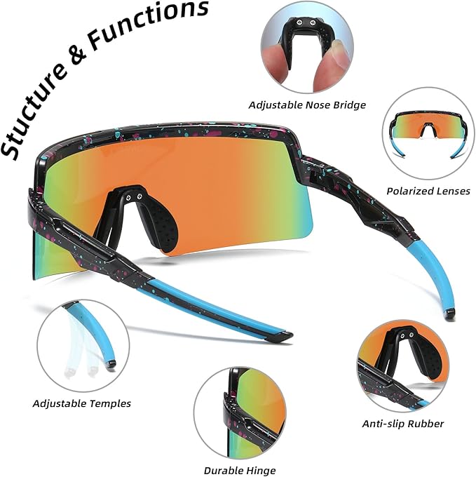 OMEKOL Two Sizes For Adults and Youth Polarized Sunglasses Men Women Outdoor Sport Baseball Glasses UV400 Cycling Eyewear