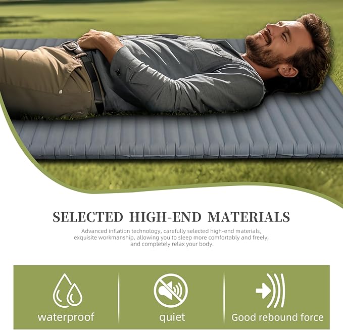 Inflatable Sleeping Pad for Camping, 2 Person Ultralight Double Sleeping Pad, Waterproof, Durable 40D Nylon Camping Pads for Backpacking & Outdoor Adventures, 78"x47.2", 3.62inch Thickness, 2.38lbs