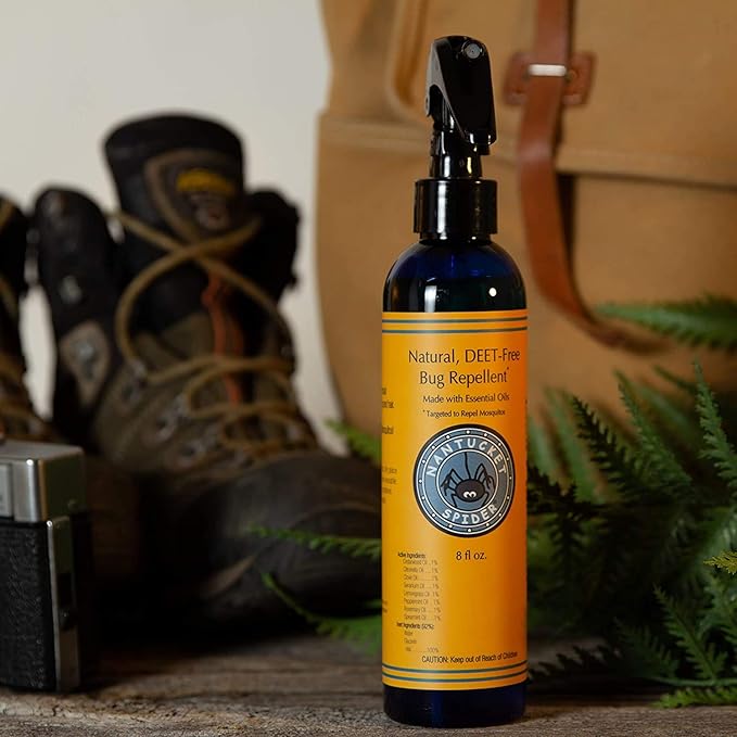 Nantucket Spider Original Bug Repellent for People - 8 oz | Repels Mosquitos, Biting Flies, Wasps, & No-See-Ums | Deet-Free Essential Oil Insect Repellent