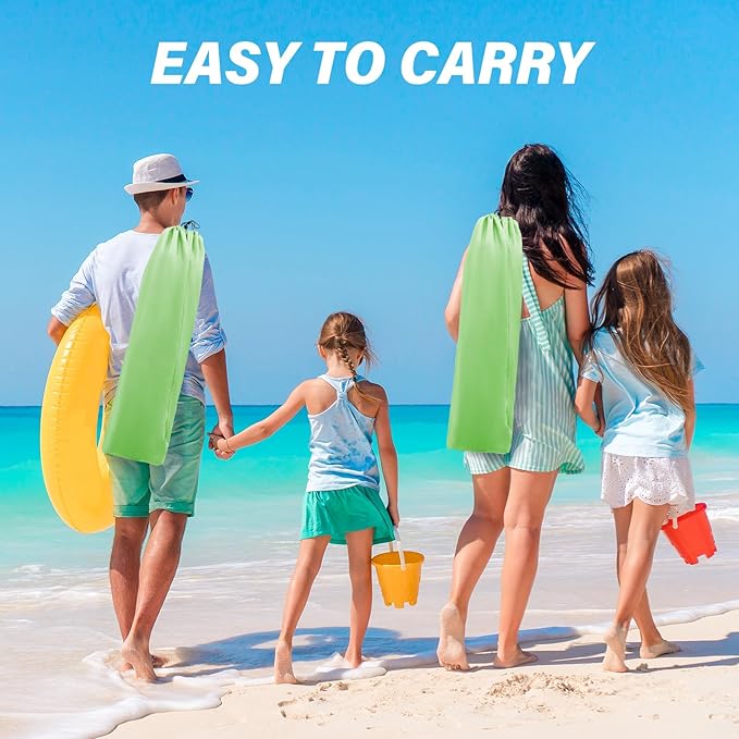 Homcosan Portable Low Folding Beach Chair with Detachable Umbrella - Lightweight Camping Chair for Adults with Cup Holder & Storage Pocket, Carry Bag Included (Green & Yellow)