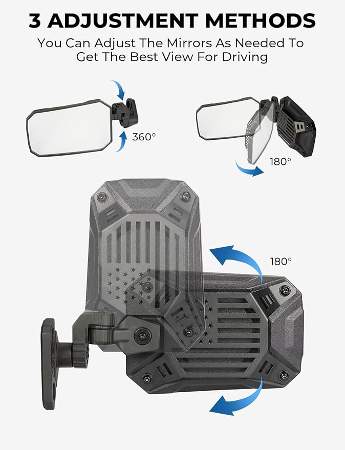 JOYTUTUS Wrangler Mirrors Doors Off Compatible with Wrangler TJ JK & Unlimited, Wrangler JK Side Mirrors for Wrangler 1997-2018, Wider View No Vibrate & Wobble (Patented), Not Fit Doors On