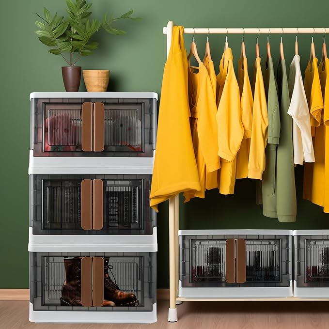 Storage Bin, Cabinet with Lids, Home Organizer, 8.4 Gallon Capacity, With Double Door, Bottom Wheels, Foldable, Plastic, Underbed or Countertop Use