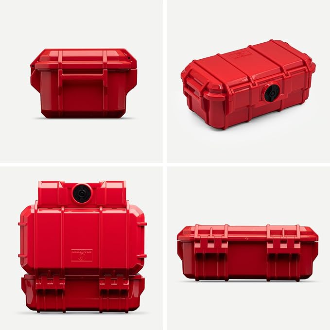 Evergreen 57 Waterproof Dry Box Protective Case - Travel Safe/Mil Spec/USA Made - for Cameras, Phones, Ammo Can, Camping, Hiking, Boating, Water Sports, Knives, & Survival (Red)