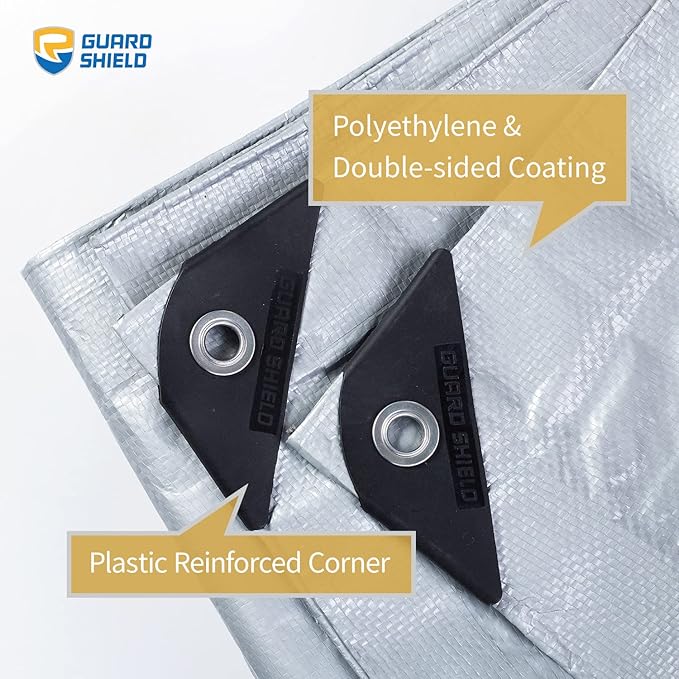 GUARD SHIELD Silver Tarp Waterproof 30x30 Feet Medium Duty All Purpose Poly Tarps Cover 7mil