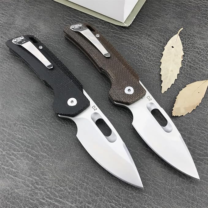 Generic GC002 Pocket Folding Knife, 7.0in 8Cr13Mov Blade Flax Handle Utiltiy Knife with Carry Belt Clip for Camping Hikking, Edc Assisted Opening Knife for Man Woman (Black)