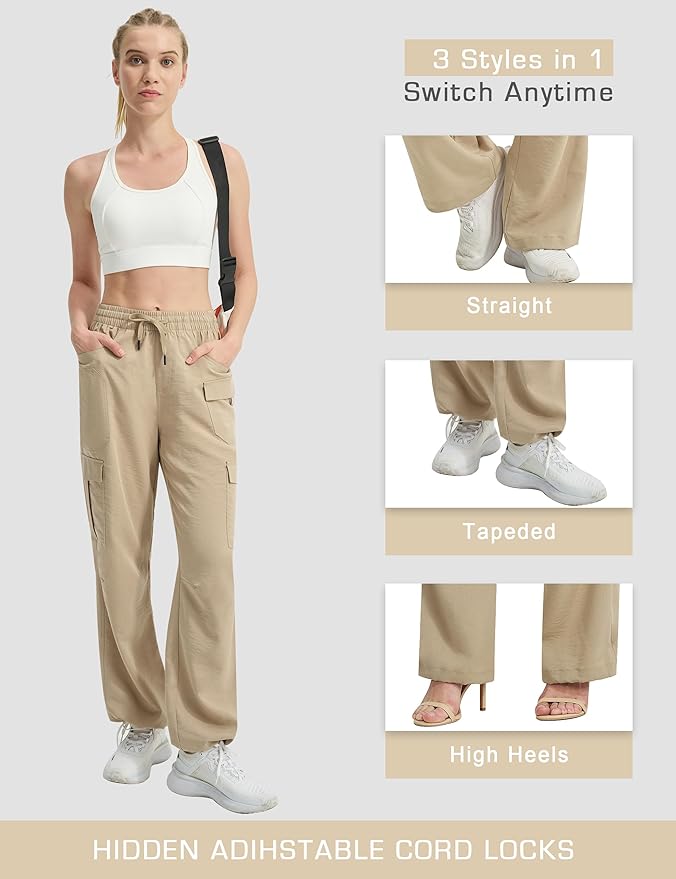 Women's Cargo Hiking Pants Lightweight Casual Quick Dry Straight Leg Camping Travel Pant for Work Golf with Multi-Pocket