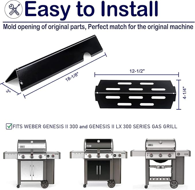 Genesis II Grill Parts Flavorizer Bars Heat Deflectors for Weber 2 GS4 66032 66795 66040, Genesis II 300 Series II E-310, II E-315, II E-330, Genesis II LX 340 (2017 & Newer) Burner Covers