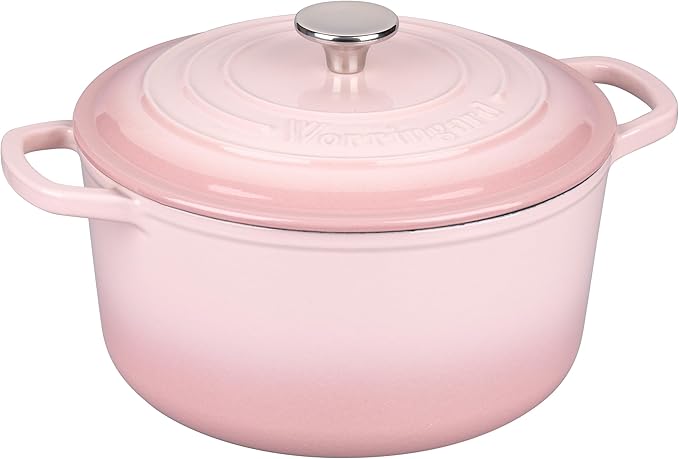 Enameled Cast Iron Dutch Oven Pot with Lid, for Sourdough Bread Baking, Round Dutch Ovens, 4.5 Quart, Pink
