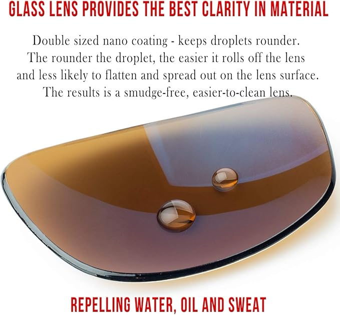 B.N.U.S Corning glass lenses polarized sunglasses for men and women UV400 Protection for Fishing Cycling Driving Italy made