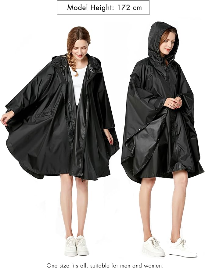 ANYOO Waterproof Rain Poncho Lightweight Reusable Hiking Hooded Coat Jacket for Outdoor Activities