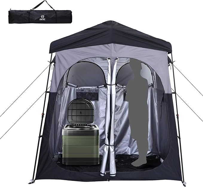 Nice C Camping Shower Tent, Instant Pop Up Privacy Changing Tent, Outdoor Shower Enclosure, Toilet Tents, Oversize (2 Room)
