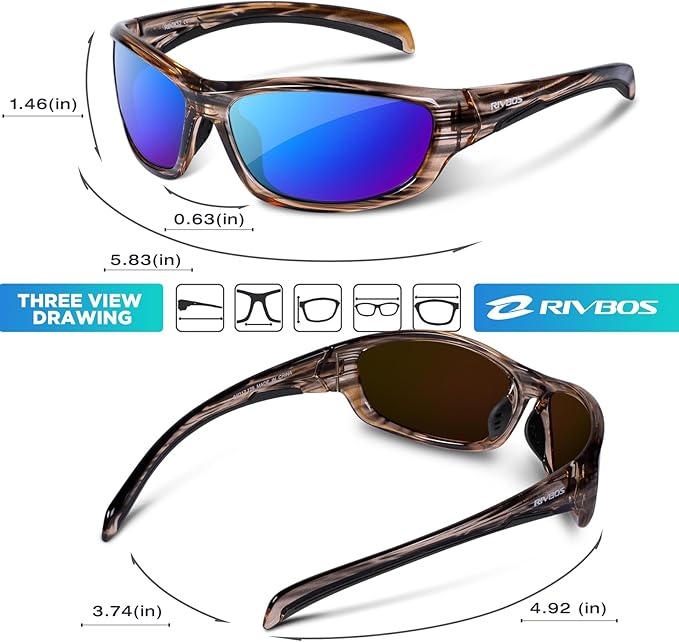RIVBOS Polarized Sunglasses UV400 Protection for Men's and Women's Fishing, Cycling, and Outdoor Activities RB832