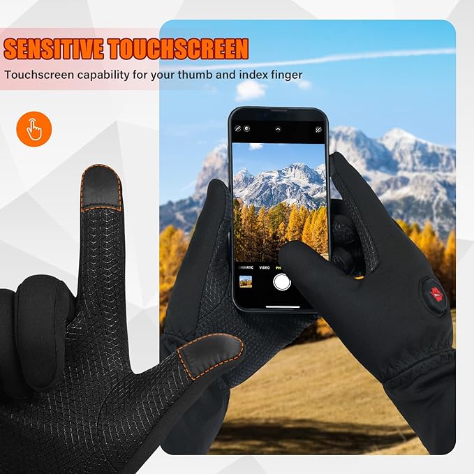 Dr.Warm Heated Gloves for Men Women, Electric Heated Gloves with Touchscreen Fingers, Rechargeable Battery Thermal Thin Hand Warmer for Running Driving Arthritis Hand