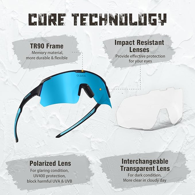 Polarized Cycling Glasses for Men Women Youth, UV400 Mountain Bike Sunglasses for Bicycle Mtb Running Fishing Baseball