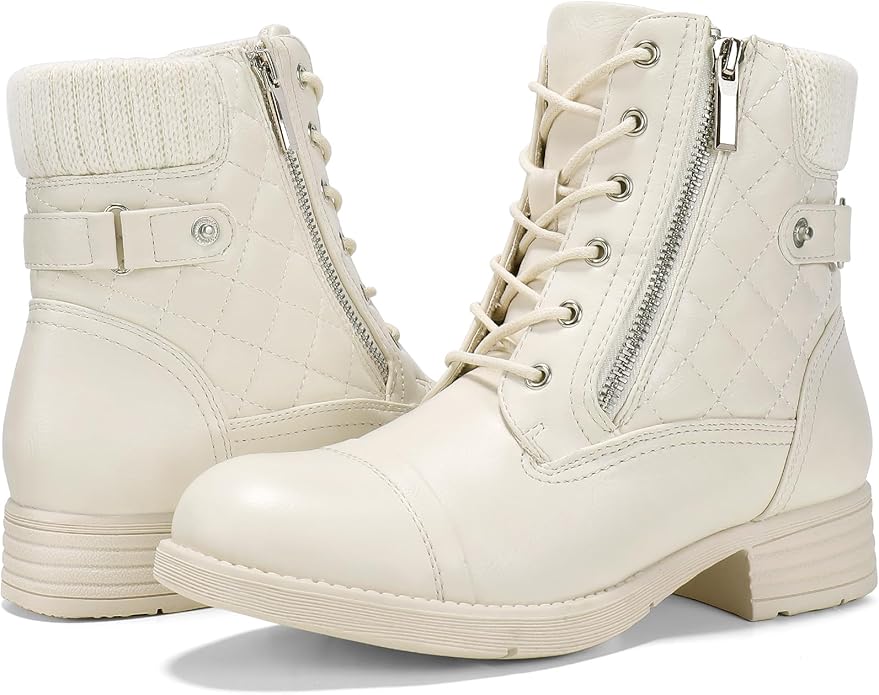 STQ Women's Combat Boots Lace up Ankle Booties