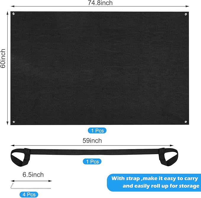 Camping Tent Carpet Mat, Large Picnic Blanket Waterproof Outdoor Camping Rugs Keeps You Warm & Dry Felt Tents Floor Mat with Storage Strap and Stakes for Hiking Lawn Inside Outside Tents, 6.2 X 5 Ft