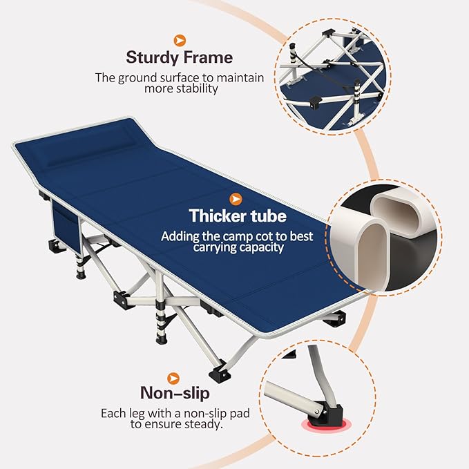 2 Pack Camping Cot with Mattress Comfortable Sleeping Cot Camping Cots for Adults 2 Person Folding Cot Heavy Duty Cots for Sleeping with Carry Bag Outdoor Indoor Home Vacation