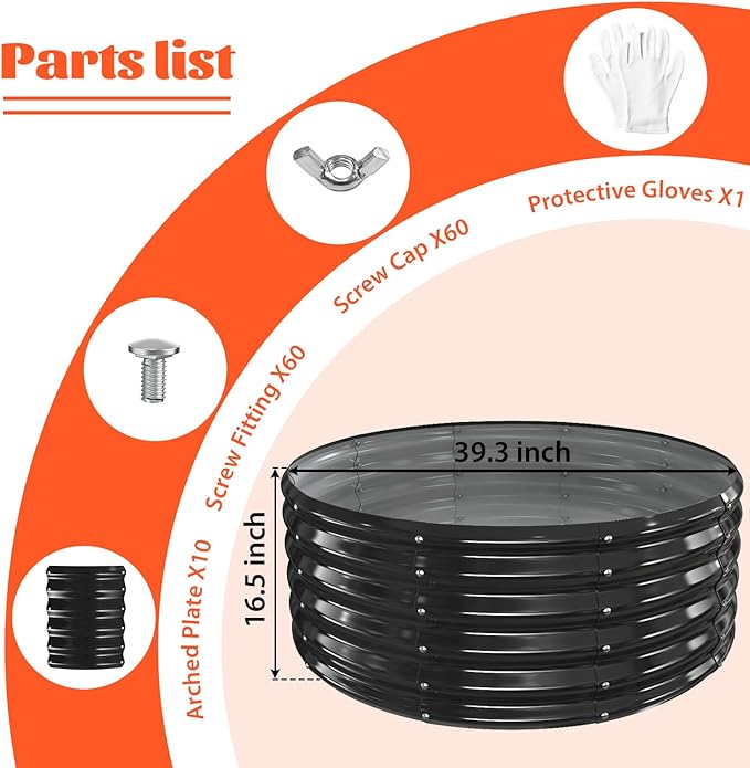 40 Inch Round Galvanized Fire Pit Ring/Fire Ring - Foldable and Perfect for Outdoor Gatherings and Campfires in The Yard/Garden/Park/Beach (Black+Gray, 3.3 FT Diameter+1.5 FT Tall)