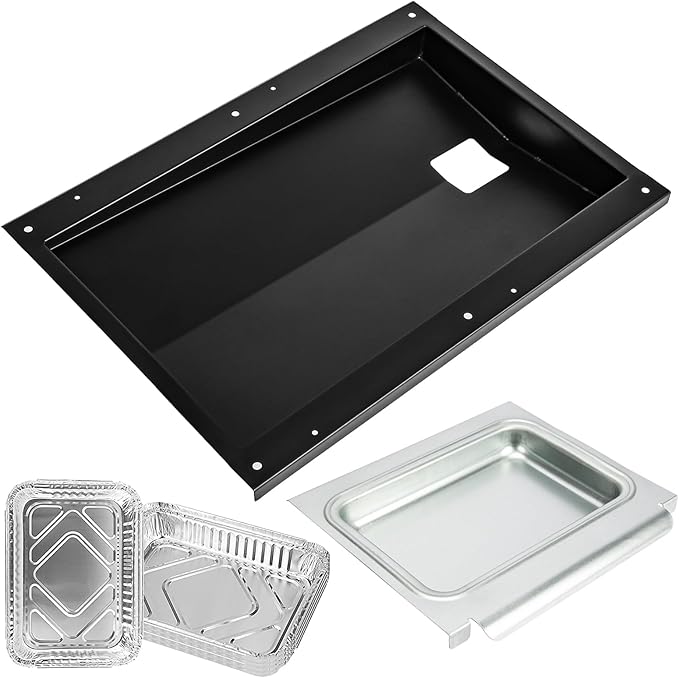 Uniflasy 69804 Grease Tray with 67047 Catch Pan for Weber Spirit 300 Series Gas Grills,Spirit E310 E320 E330 S310 S320 S330 Grills,Drip Tray with 10 Pack Aluminum Foil Liner,Replace Weber 69804 67047