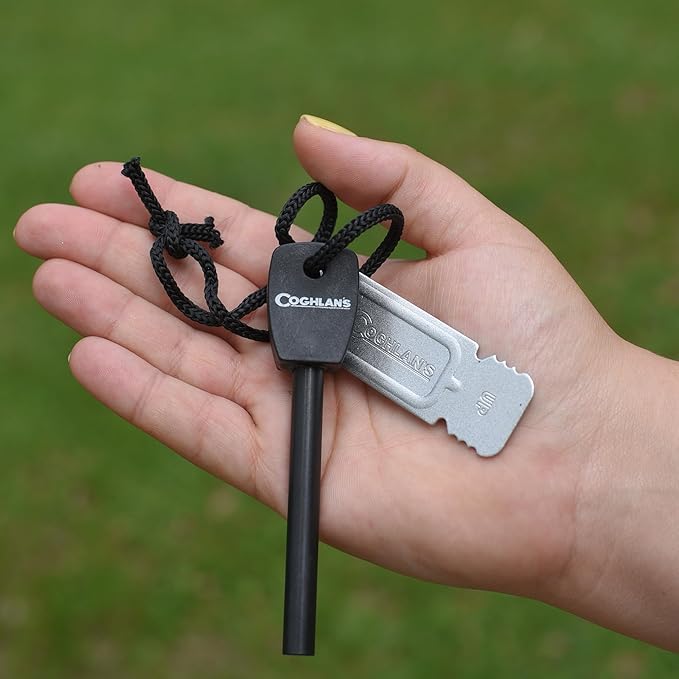 Coghlan's Flint Striker Firestarter Tool for Camping, Hiking, Emergency Survival, and Outdoor Ignition – Durable Ferrocerium Rod with Waterproof Portable Design