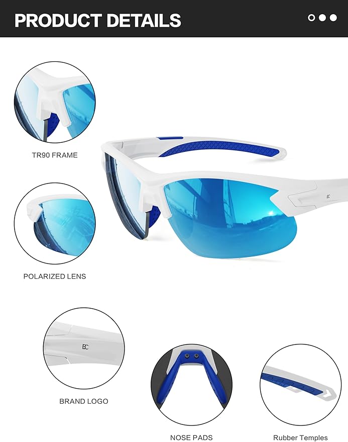 BIRCEN Polarized Sport Sunglasses for Men: UV Protection Fishing Shades for Golf Baseball Driving Motorcycle BC3065