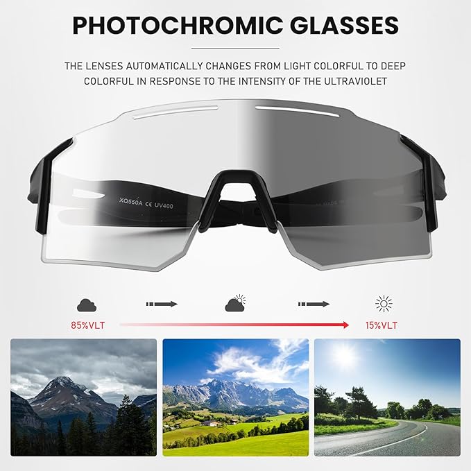 OULAIQI Cycling Sunglasses Polarized Sunglasses for Cycling Men Women with 1 Lens or 3 Interchangeable Lens Baseball Glasses