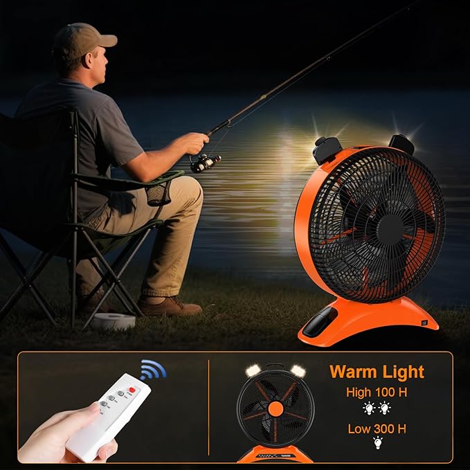 Extra Large Size Camping Fan, 45000mAh Battery Rechargeable Portable Fan,12-Inch Blade & 830CFM Super Airflow, Cordless for Outdoor Large BBQ RV Tent Garage Hurricane Emergencies & Indoor