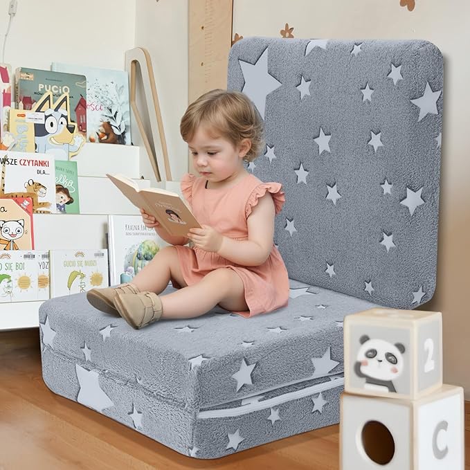 MeMoreCool Foldable Floor Mattress for Kids, Toddler Floor Nap Mat for Sleeping Daycare, Small Child Foldable Mattress Floor Bed, Trifold Futon Portable Tri Folding Mattress, Glow 63x26 Inch