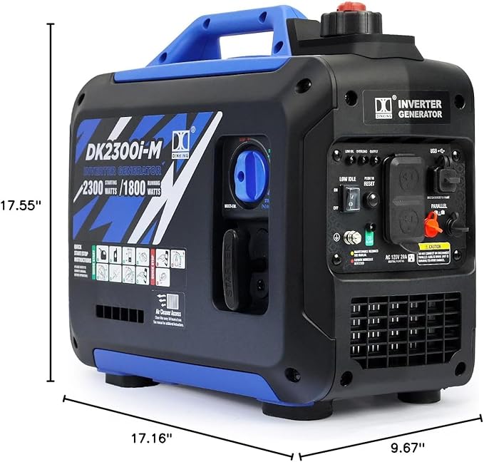 DK 2300W Mini Inverter Generator, 30lbs Ultra-lightweight, Gas Powered, Quite & Compact, for Outdoor Activities Car Camping Mobility (DK2300i-M)
