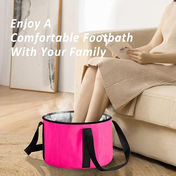 Foot Bath Basin 20L Collapsible Bucket, Portable Foot Soak Tub Feet Soaking Bucket for Outdoor Travel, Camping, Fishing(Pink)