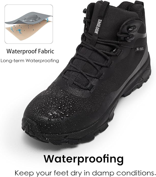 SHULOOK Men's Waterproof Hiking Boots Outdoor Lightweight Breathable Trekking Camping Mountaineering Shoes
