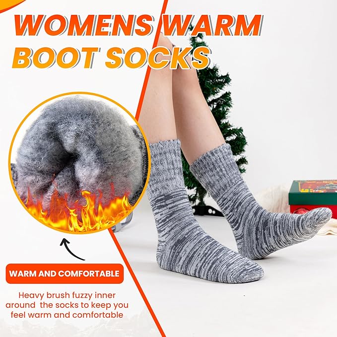 Velice Winter Warm Thermal Socks for Women Extra Thick Insulated Heated Crew Boot Socks for Cold Weather 5 Pairs