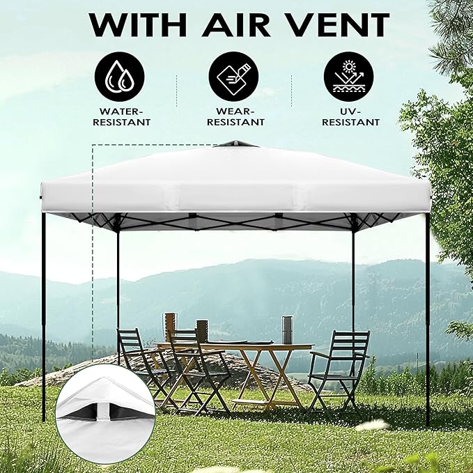 Canopy Replacement Top Cover for 10x10ft Pop Up Canopy Tent with Air Vent, Waterproof UV Protection - for Outdoor, Patio, Event, Garden (White)