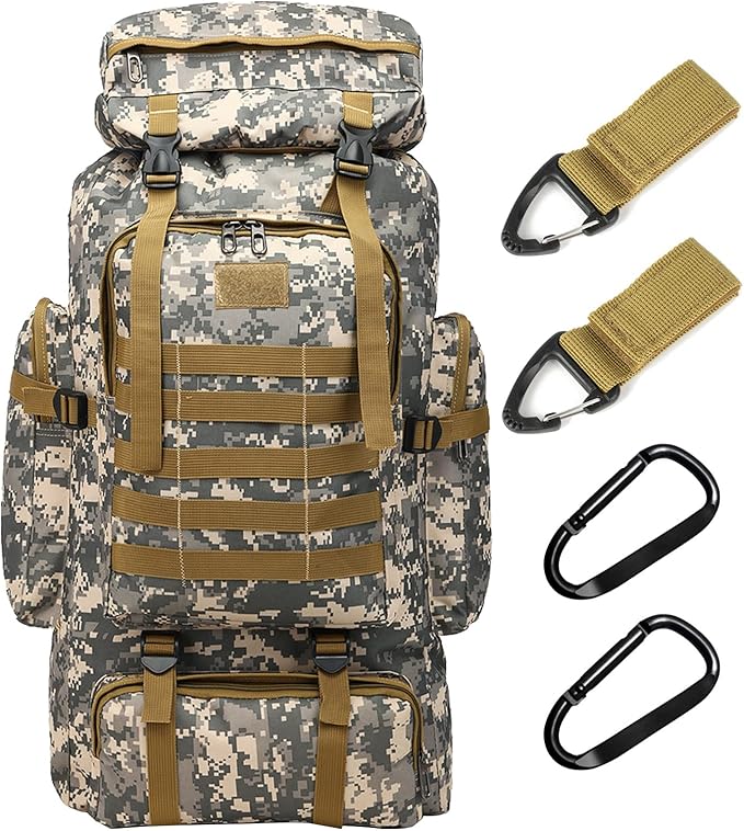 70L Hiking Backpack for Men, Waterproof Lightweight Camping Backpack, Military Rucksack with Molle, 3-Day Assault Pack for Travel, Climbing, Outdoor Sports (Urban Camouflage)