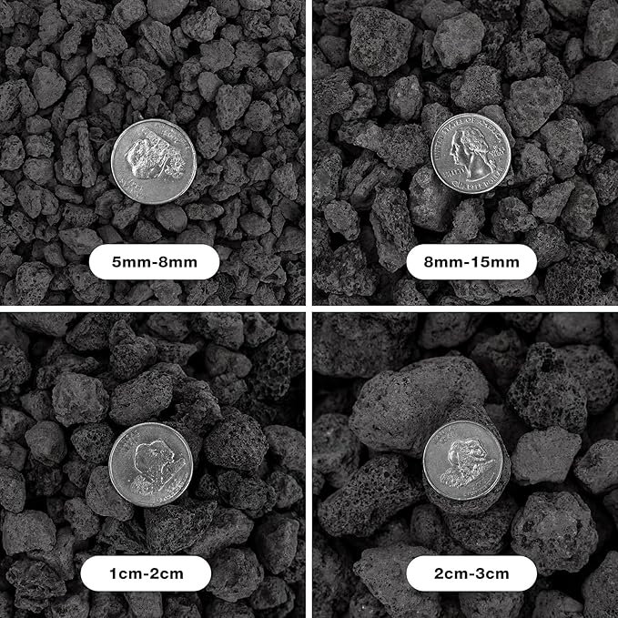 Mr. Fireglass Natural Lava Rock, 0.4"- 0.8" Small Volcanic Lava Rock for Indoor & Outdoor Fire Pits, Fireplaces, Fire Bowls & Fire Table, Decorative Garden Landscaping, Potted Plants -10 Pounds, Black