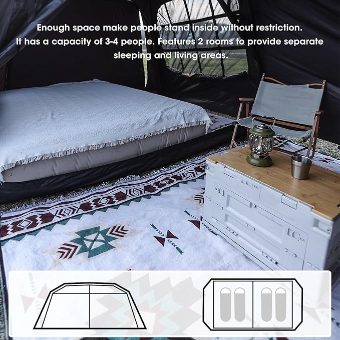 4-6-8 Person Instant Cabin Tent for Camping 60s Easy Setup Large Family Camping Tent for Outdoor