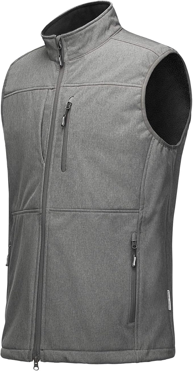 Outdoor Ventures Men's Running Vest Outerwear, Lightweight Windproof Fleece-Lined Softshell Sleeveless Jacket for Golf